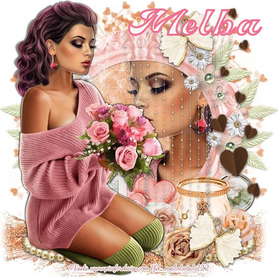 pink lady with flowers. melba.jpg